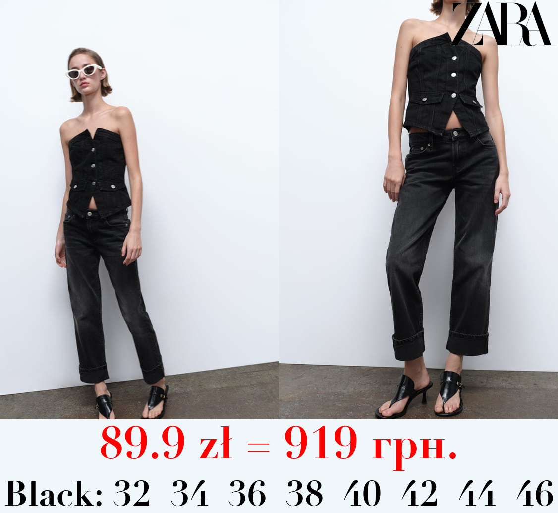 TRF SLIM-FIT FOLDED-FIT LOW-RISE JEANS