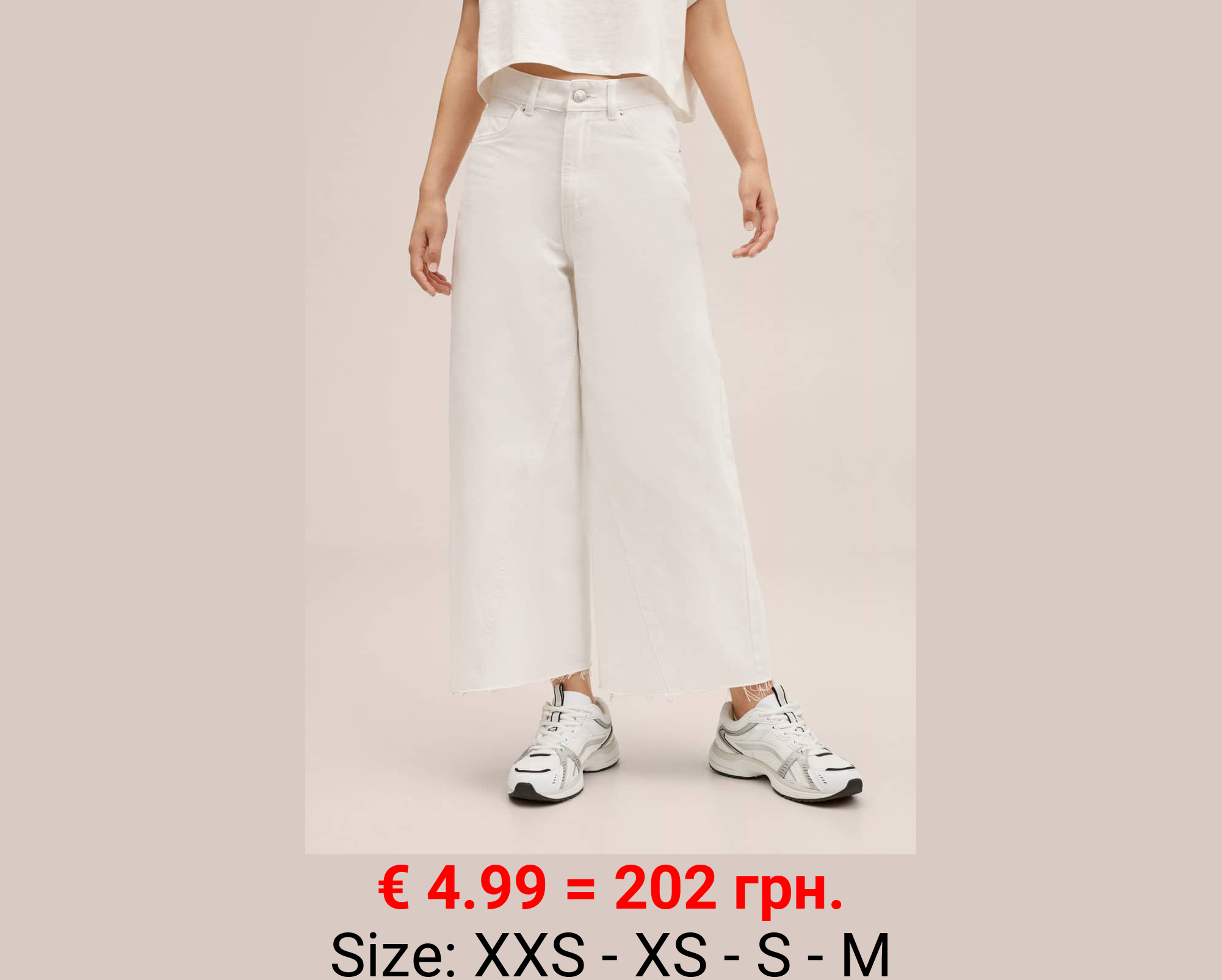 Jeans culotte bajo deshilachado