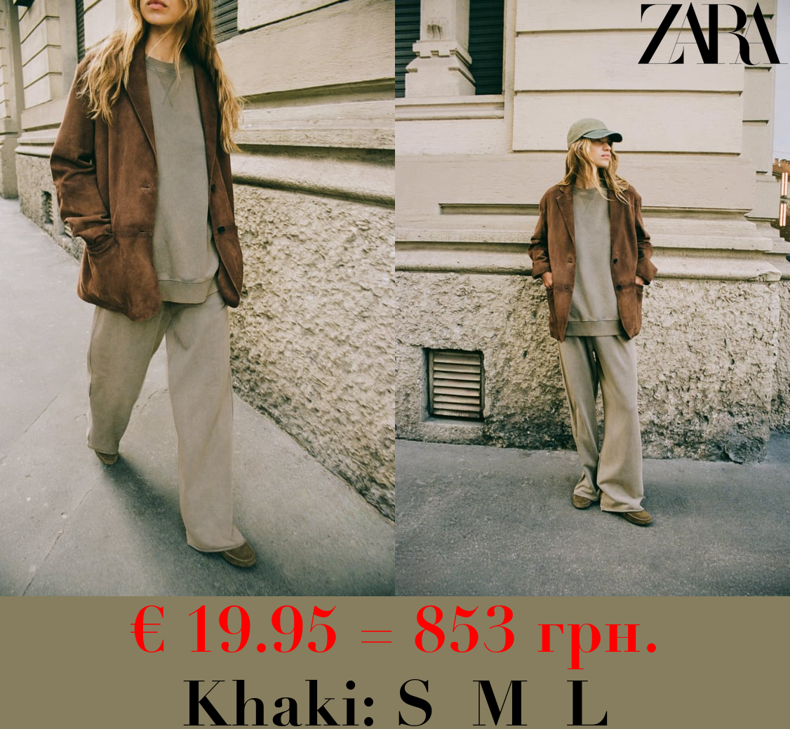 FADED-EFFECT PLUSH JOGGER TROUSERS