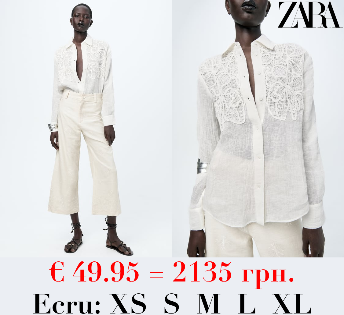 ZW COLLECTION CROCHET LINEN SHIRT