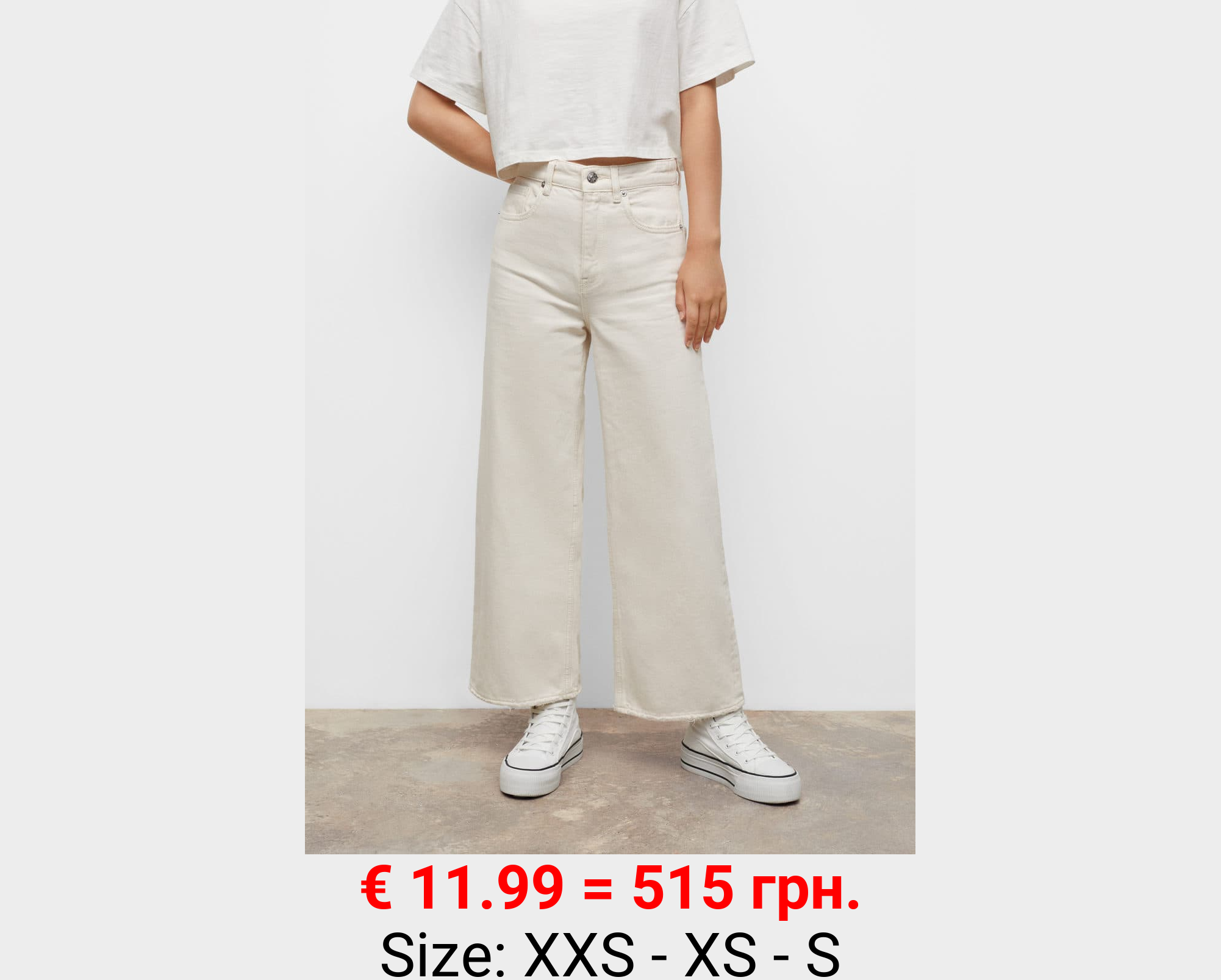 Jeans culotte bajo deshilachado