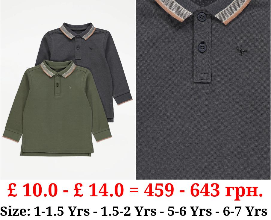 Long Sleeve Polo Tops 2 Pack