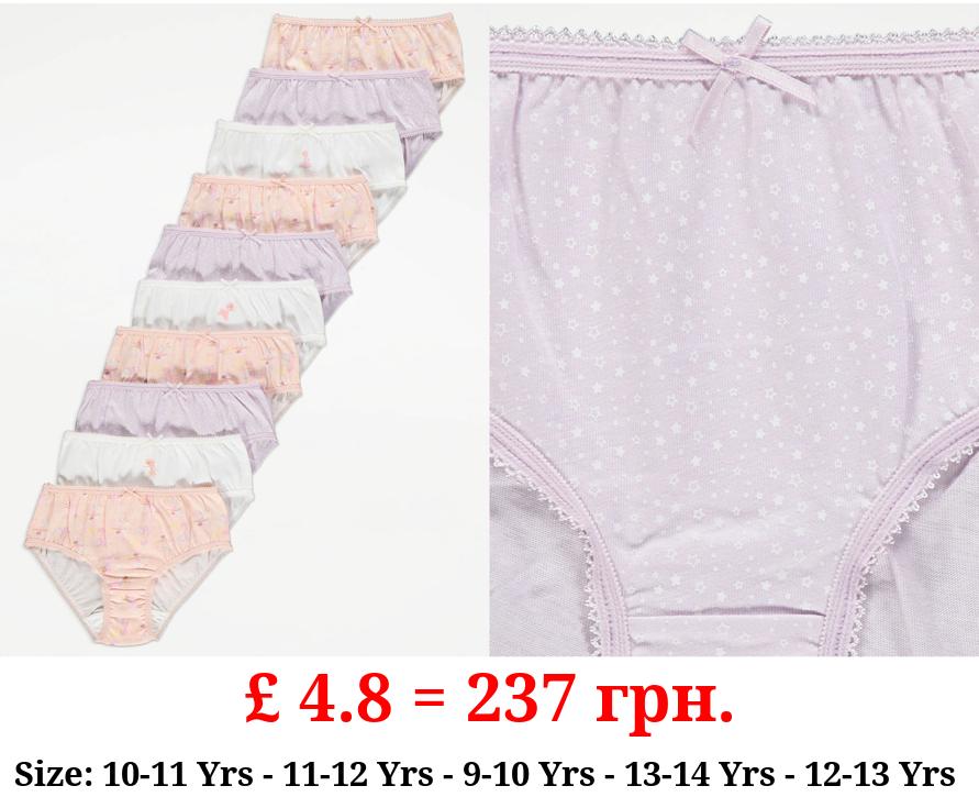 Ballerina Print Briefs 10 Pack