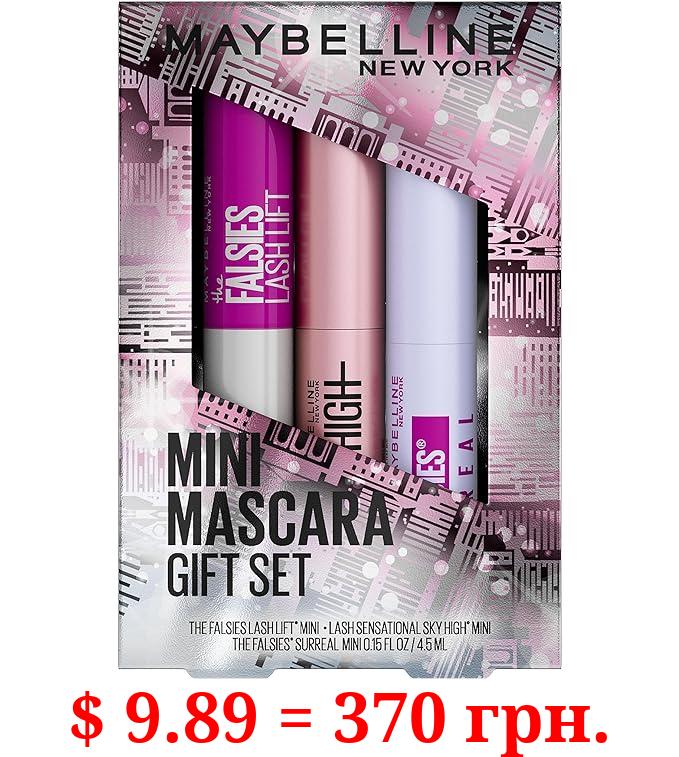 Maybelline Mini Mascara Gift Set, Includes The Falsies Surreal Mascara, Sky High Mascara and The Falsies Lash Lift Mascara Miniatures, Blackest Black, 1 Mini Makeup Set