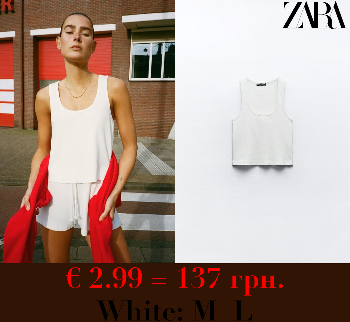 FADED-EFFECT RIBBED CROP TOP