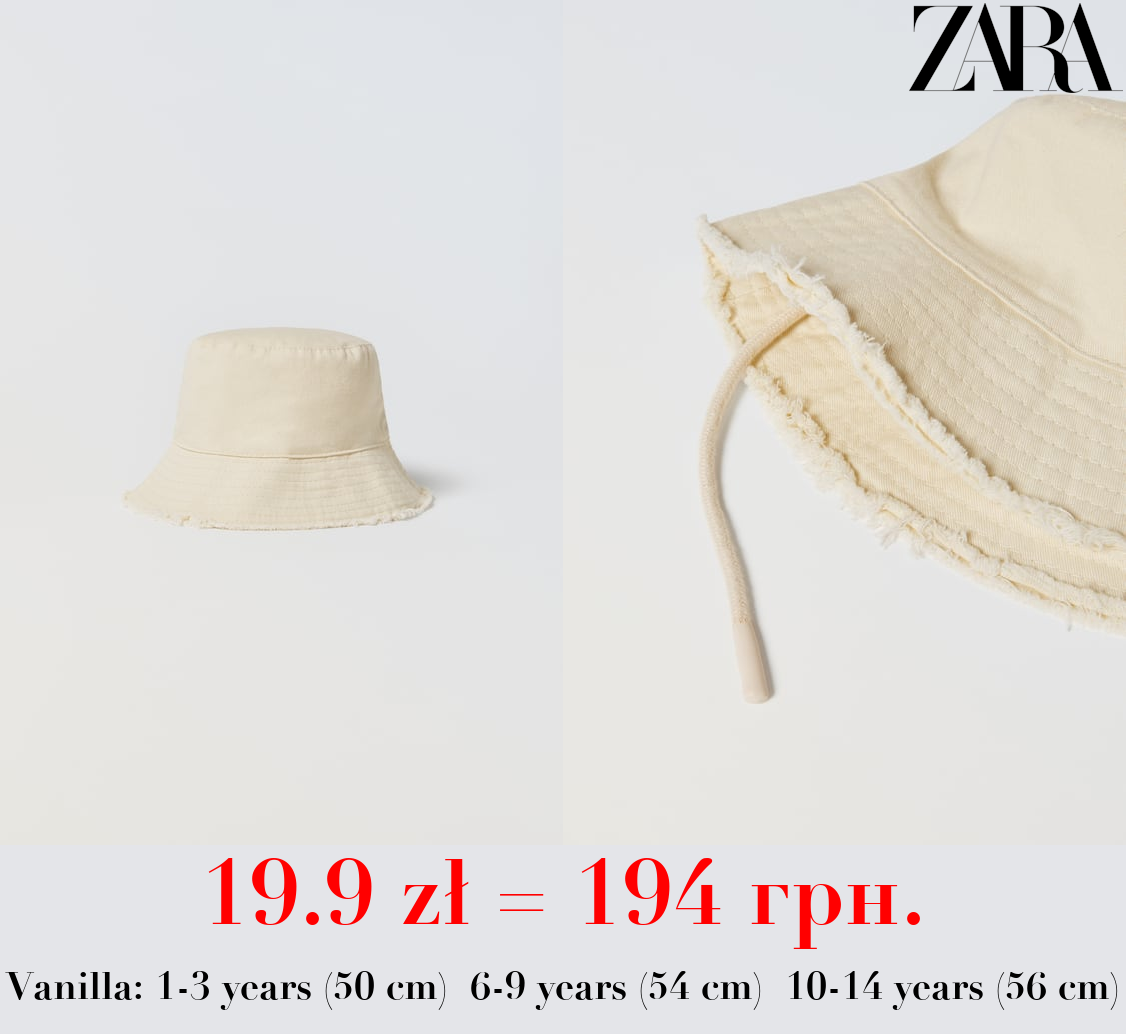 FRAYED TWILL BUCKET HAT