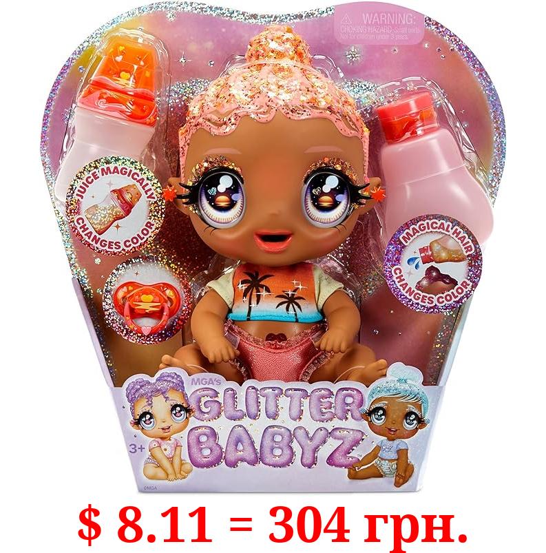  MGA Entertainment Glitter Babyz Dreamia Stardust Baby Doll with  3 Magical Color Changes, Glitter Pink Hair Rainbow Outfit, Diaper, Bottle,  Pacifier Gift for Kids, Toy for Girls Boys Ages 3 4