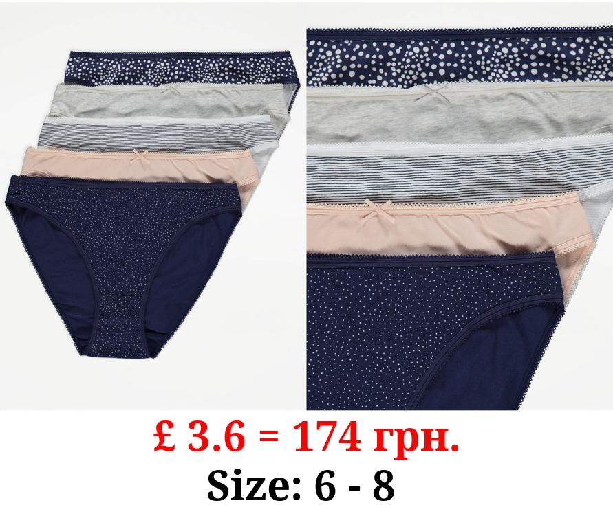 Patterned High Leg Knickers 5 Pack