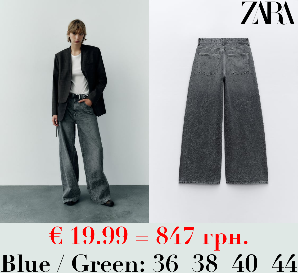 TRF SUPER WIDE-LEG LOW-RISE RIPPED JEANS