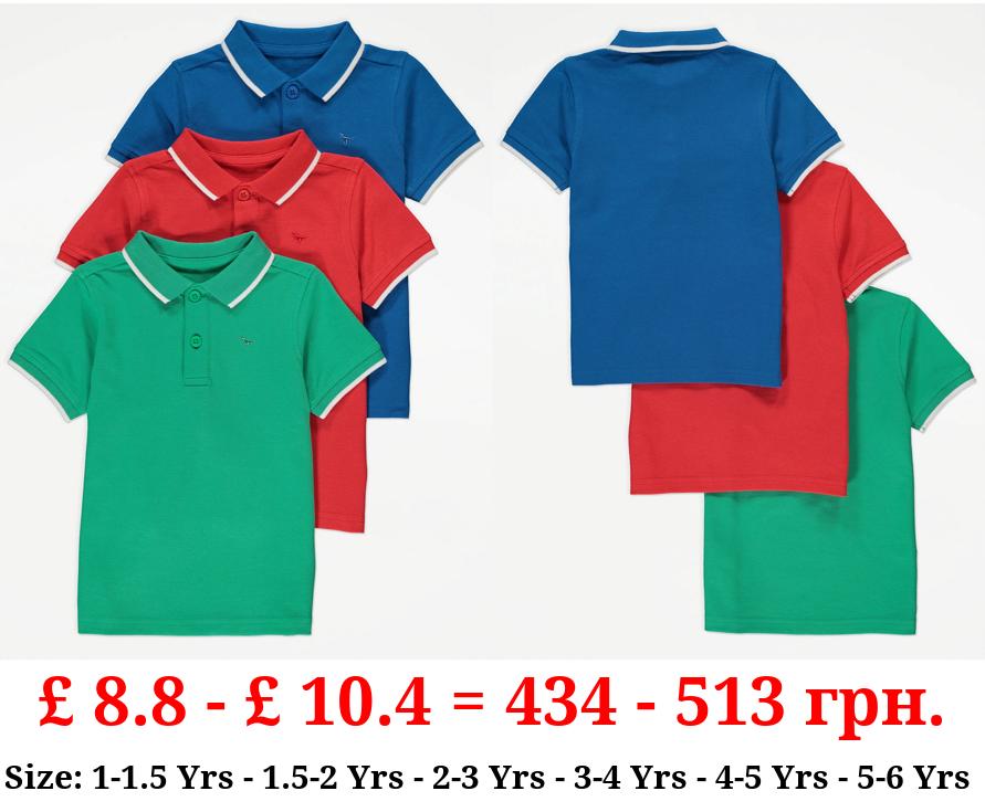 Bright Short Sleeve Polo Tops 3 Pack