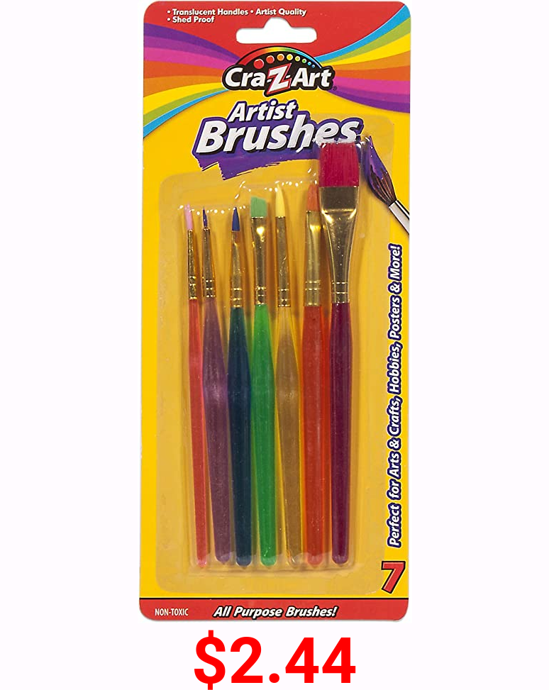 Cra-Z-Art Artist Brushes, Assorted Sizes Blist Carded, 7 Count (10700)
