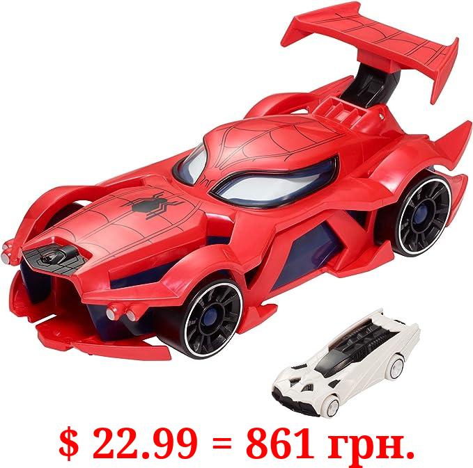 Hot Wheels Marvel Spider-Man Web-Car Launcher with Movement-Activated Eyes & 1:64 Scale Toy Character Car (Amazon Exclusive)
