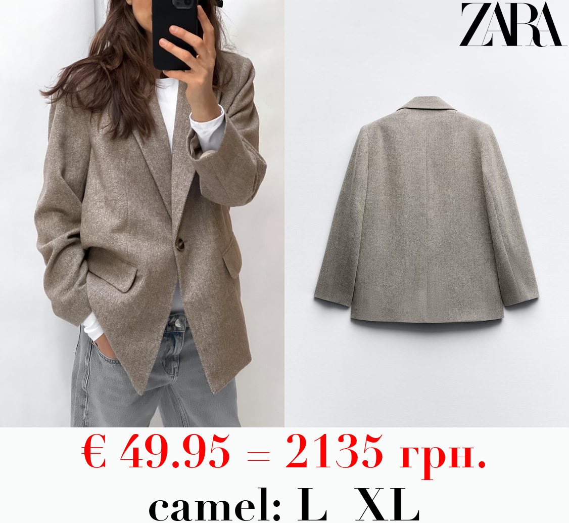 STRAIGHT FIT HERRINGBONE BLAZER