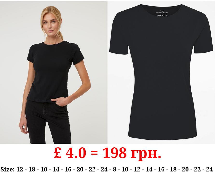 Black Basic Crew Neck Top