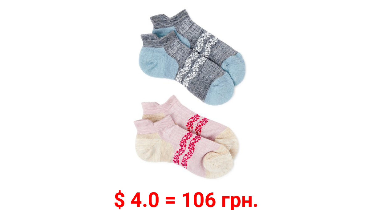 Swiss Tech Women's Merino Wool Low Cut Socks, 2pk