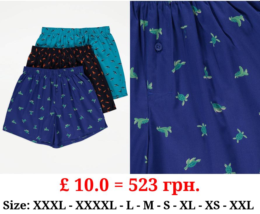 Sea Creature Woven Boxer Shorts 3 Pack