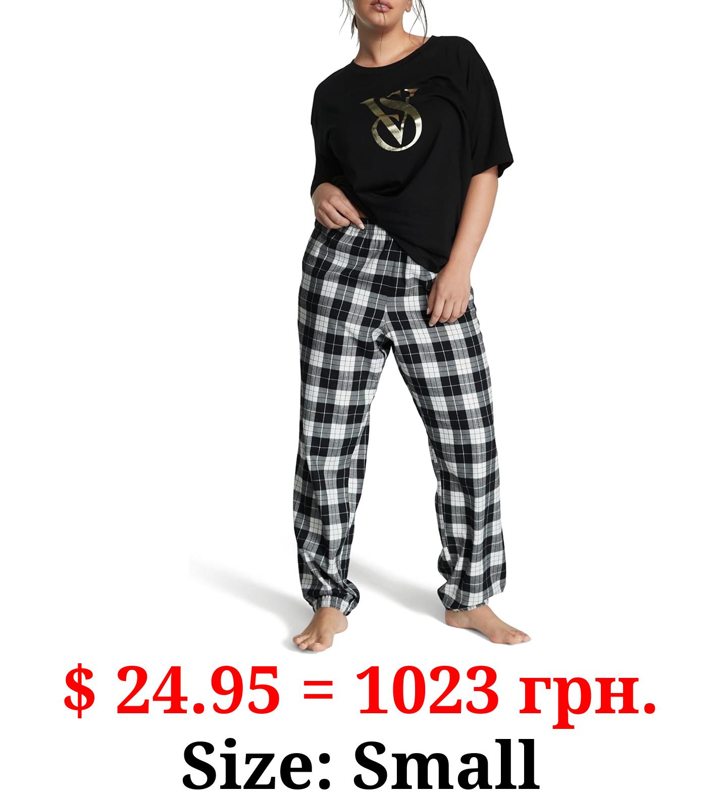 Victoria's Secret Flannel Jogger Teejama, Women's Sleepwear (XS-XXL)