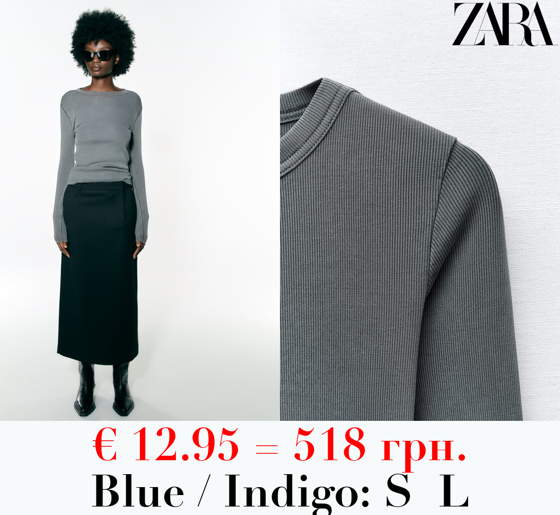 RIBBED LONG SLEEVE T-SHIRT