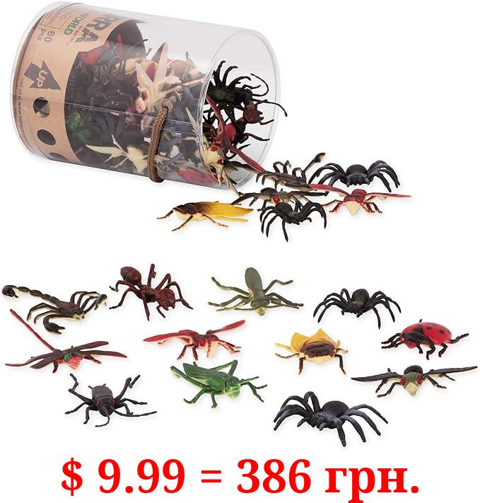 Terra by Battat – Toy Bugs & Insects Tube – 60 Mini Figures in 12 Realistic Designs – Toy Ants, Scorpions, Dragonflies & More – Creepy Crawlies in Storage Tube – Insect World – 3 Years +