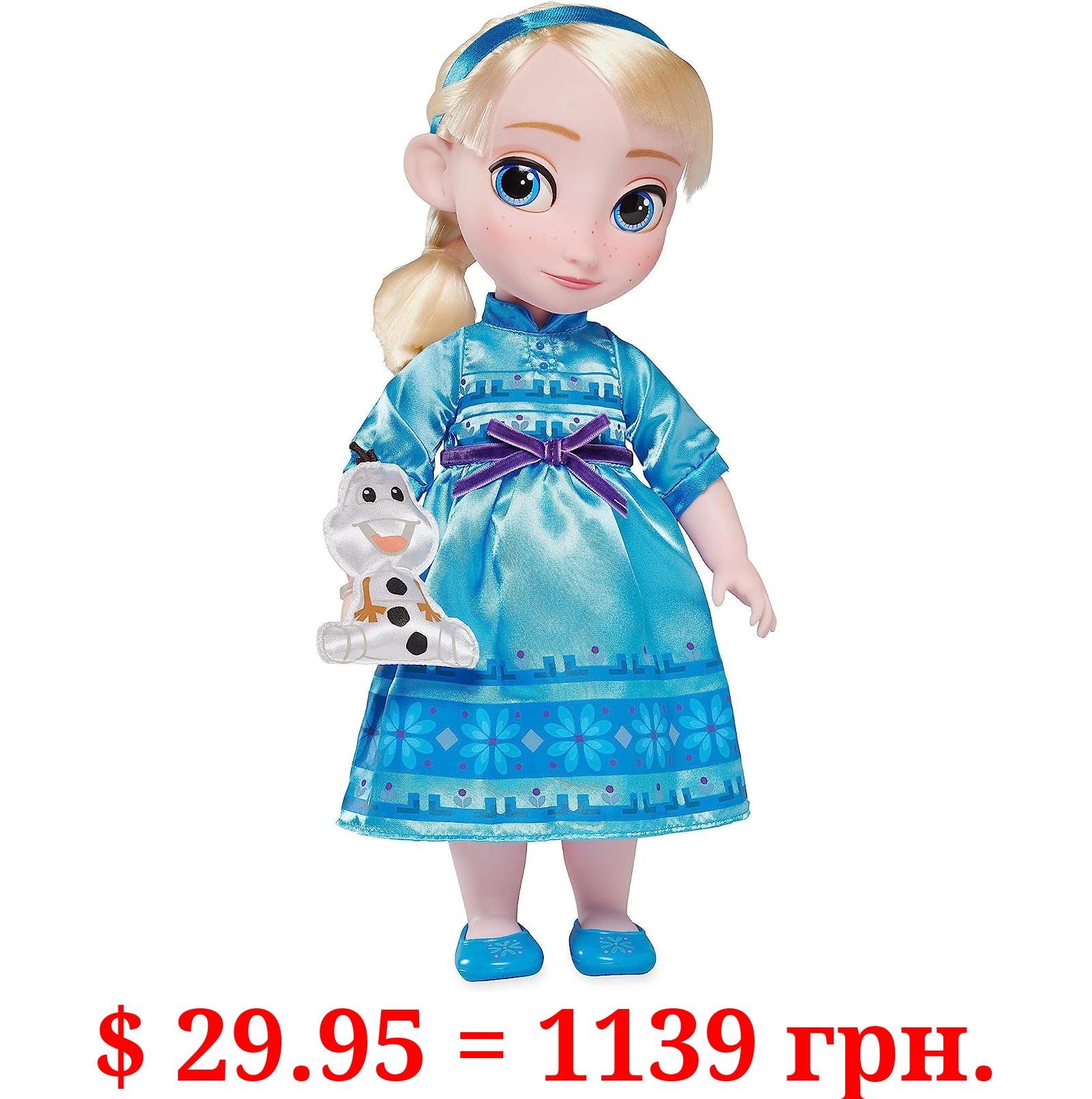 Disney Store Official Animators' Collection Elsa Doll, Frozen, 16 Inches, Includes Olaf with Molded Details, Fully Posable Toy in Satin Dress - Suitable for Ages 3+ Toy Figure