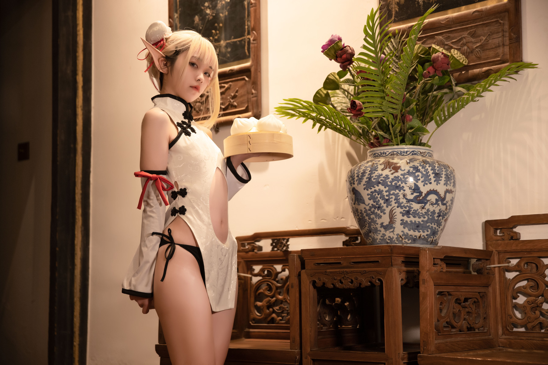 Cosplay G44不会受伤 水兰儿白旗袍 8