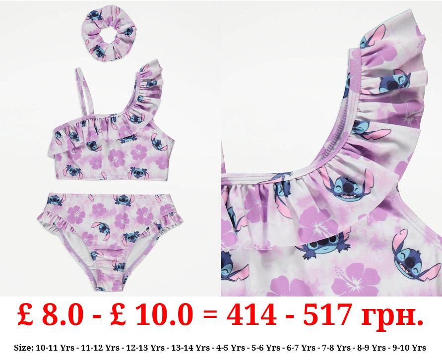 Disney Stitch Purple Floral Frill Bikini Set