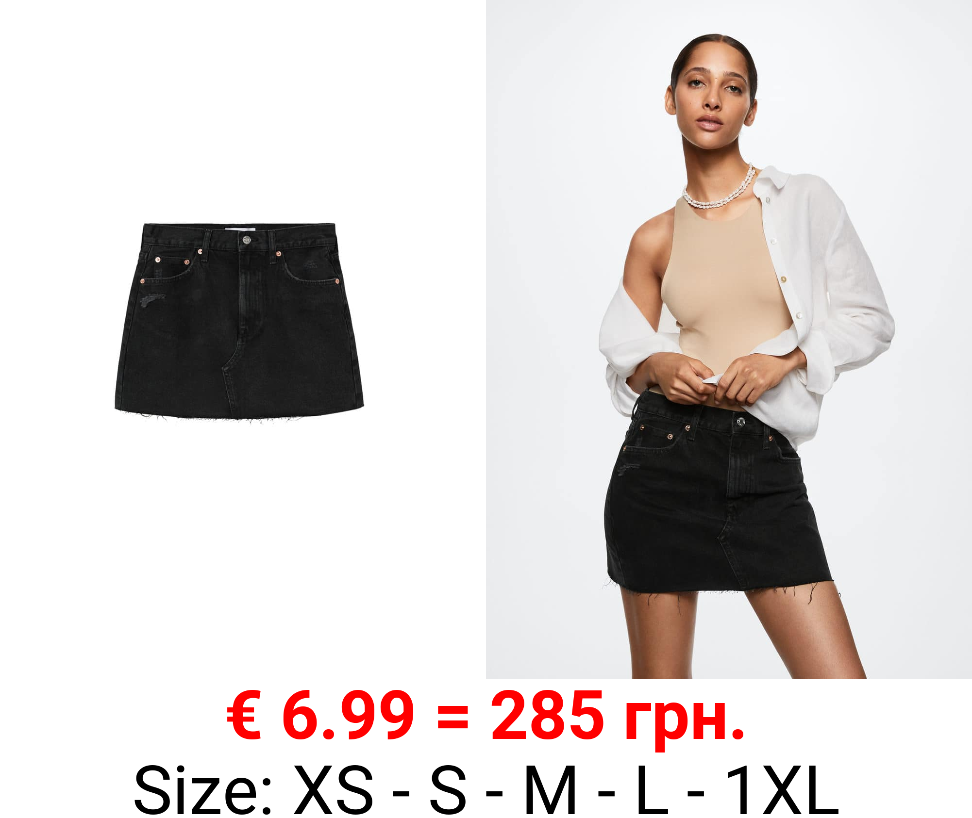 minifalda vaquera bajo deshilachado