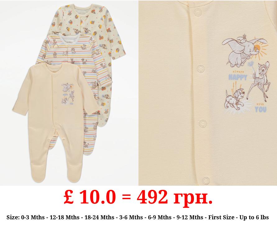 Disney Classics Yellow Sleepsuits 3 Pack