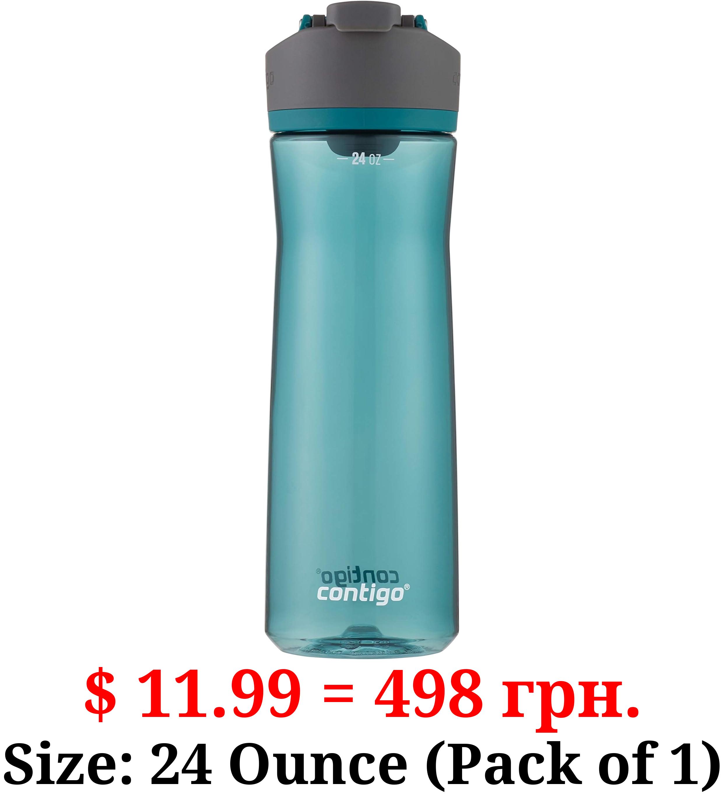 Contigo AUTOSEAL Cortland 24oz Water Bottle, BPA-Free Plastic, Spill, Leak-Proof Lid, and Carry Handle, Dishwasher Safe, Spirulina, 24 Ounce (Pack of 1)