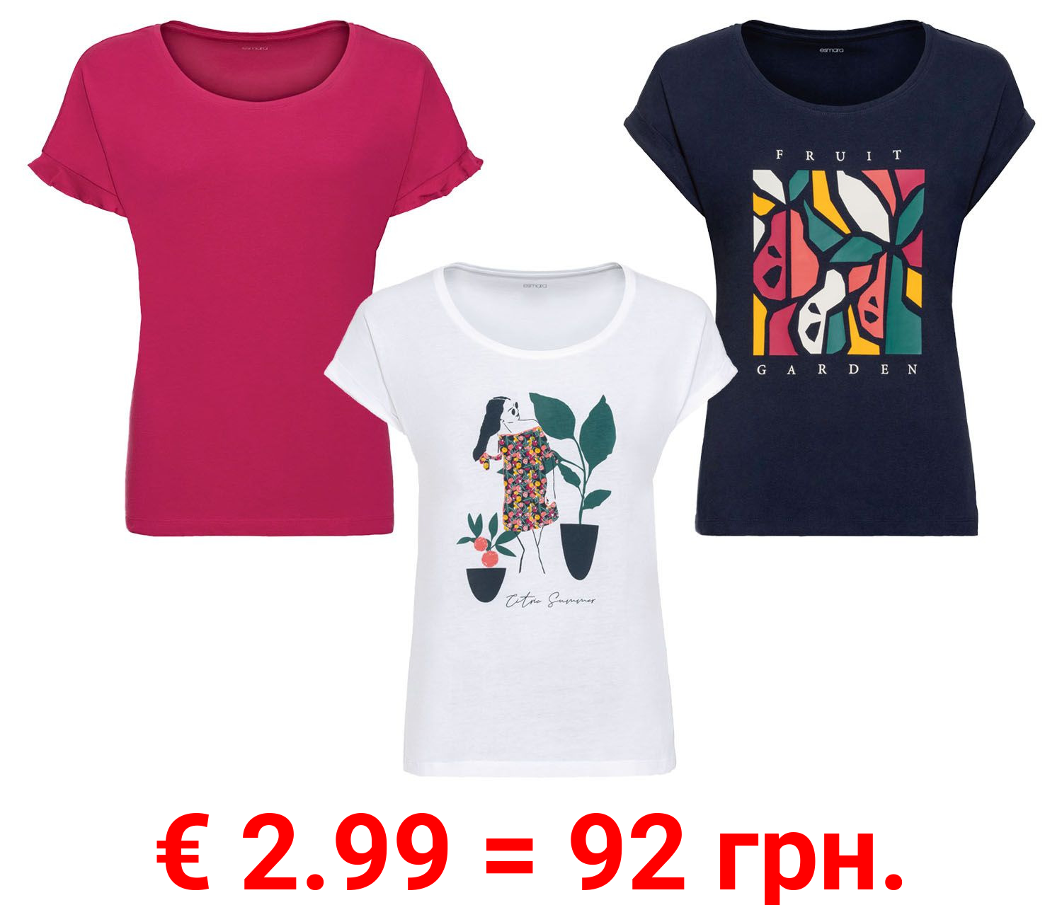 ESMARA® T-Shirt Damen, mit Rundhalsausschnitt