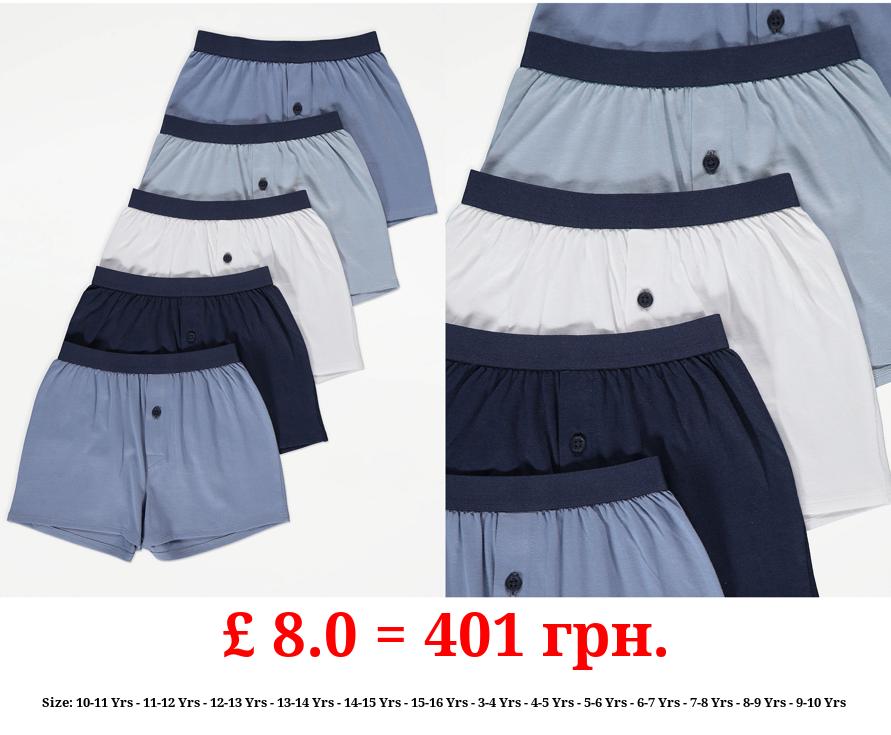 Blue Waist Boxer Shorts 5 Pack