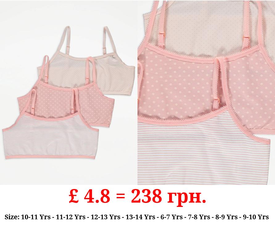 Pink Strappy Patterned Crop Tops 3 Pack