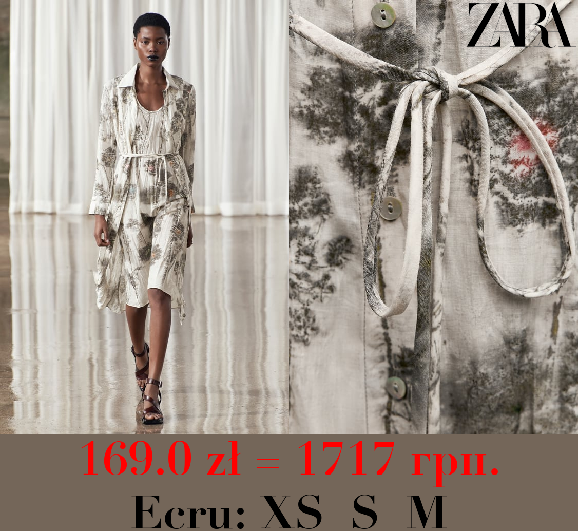 ZW COLLECTION 100% RAMIE PRINT SHIRT DRESS