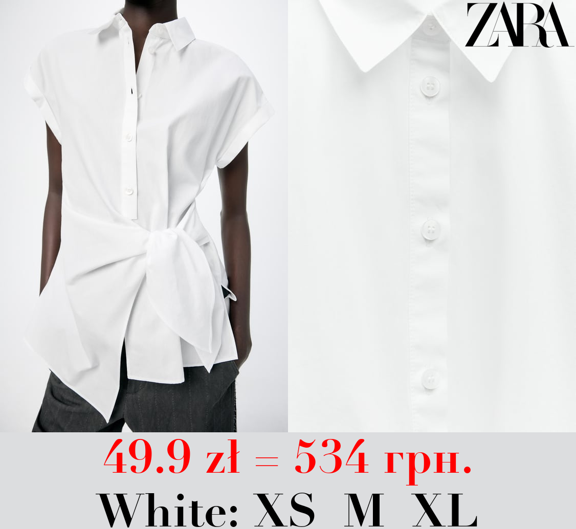 ZW COLLECTION POPLIN SHIRT WITH KNOT DETAIL
