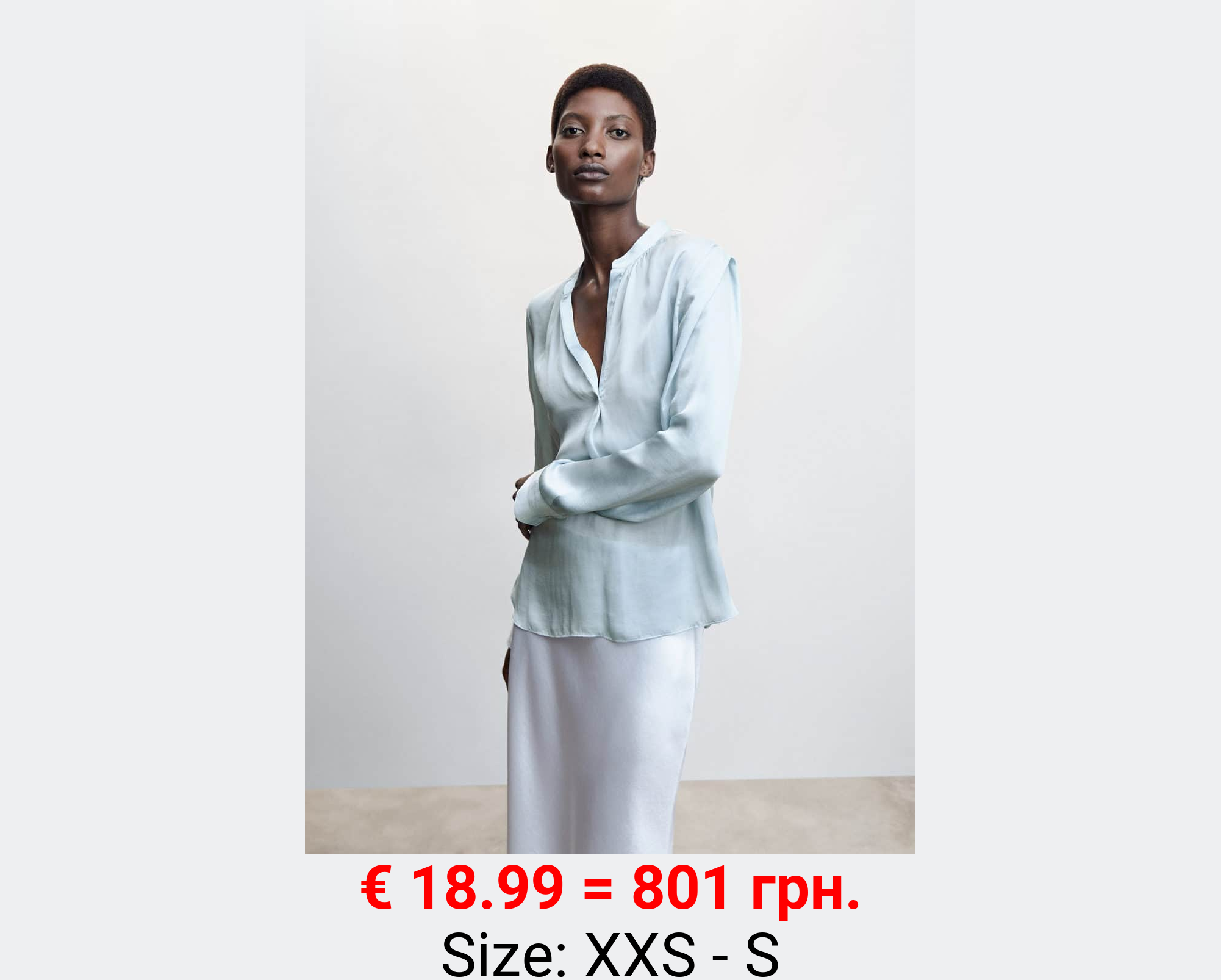 Blusa satinada cuello mao