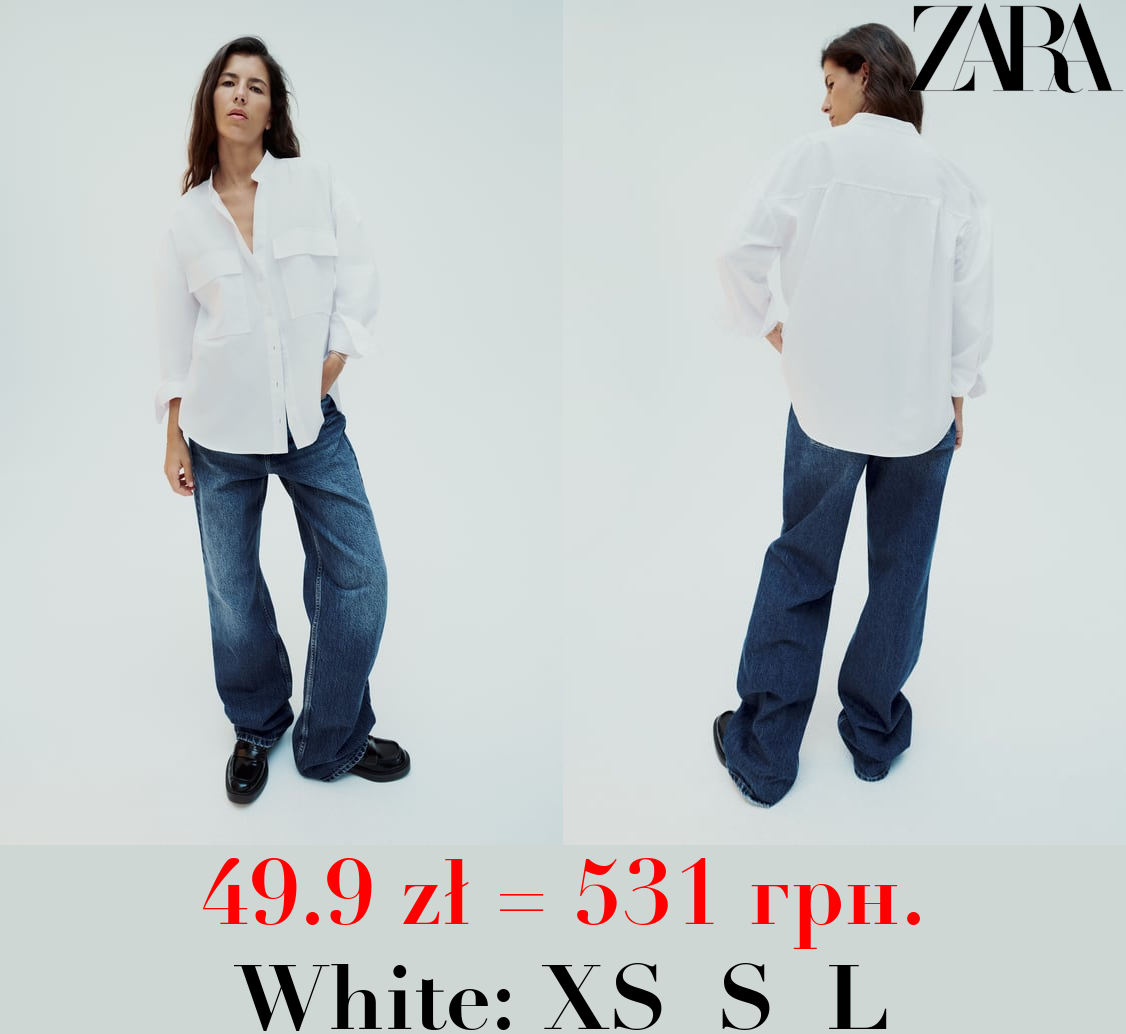 POPLIN SHIRT WITH MANDARIN COLLAR