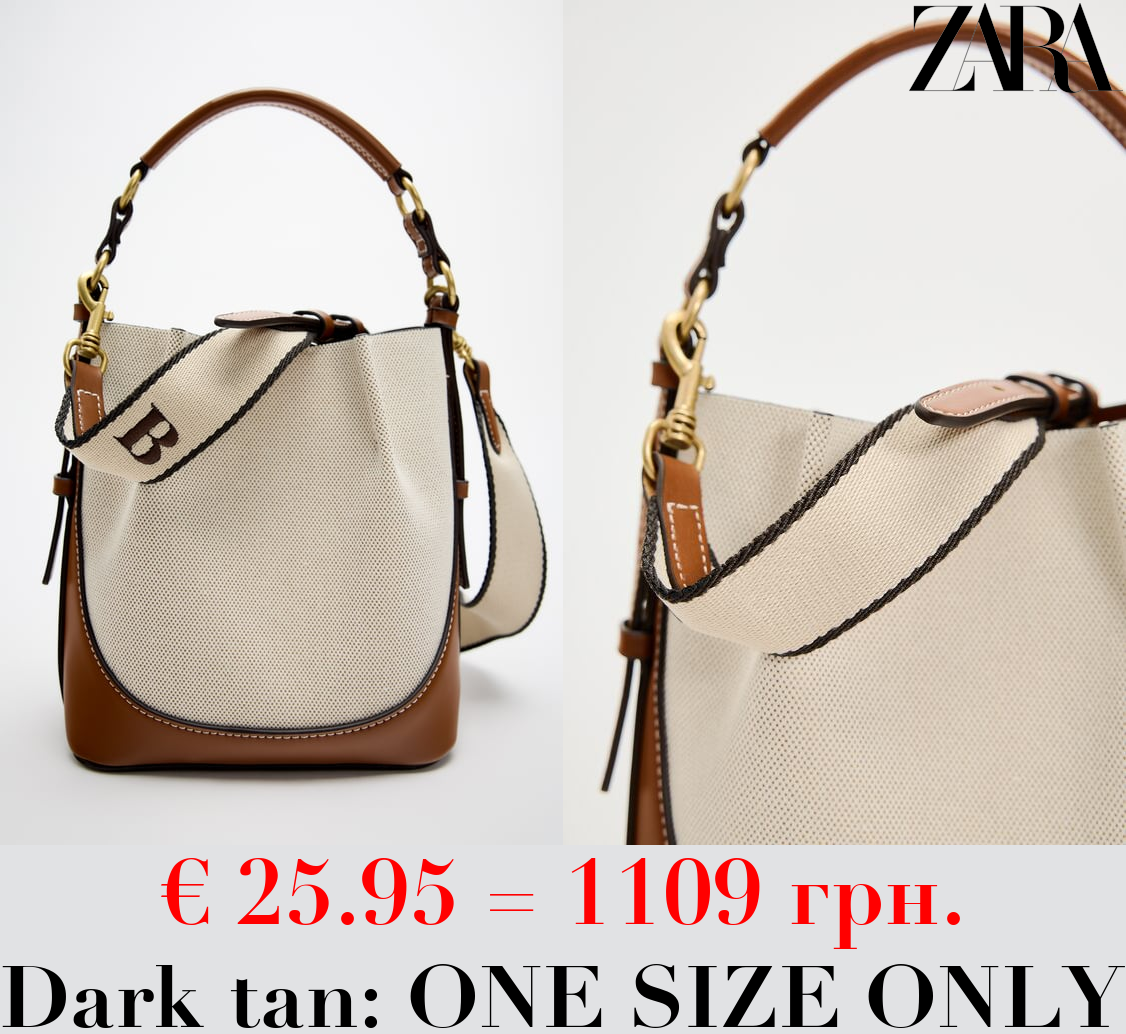 CANVAS BUCKET BAG WITH TOPSTITCHING