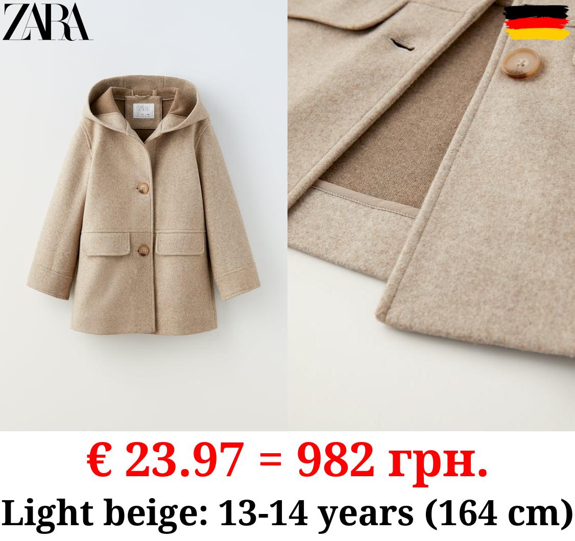 FELT TEXTURE 3/4 LENGTH COAT WITH FLAPS