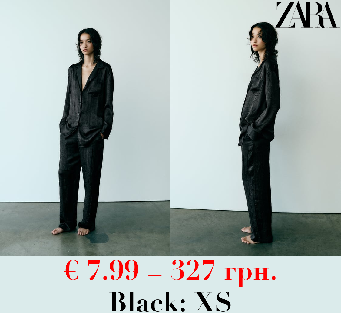 CREASED SATIN PYJAMA-STYLE TROUSERS