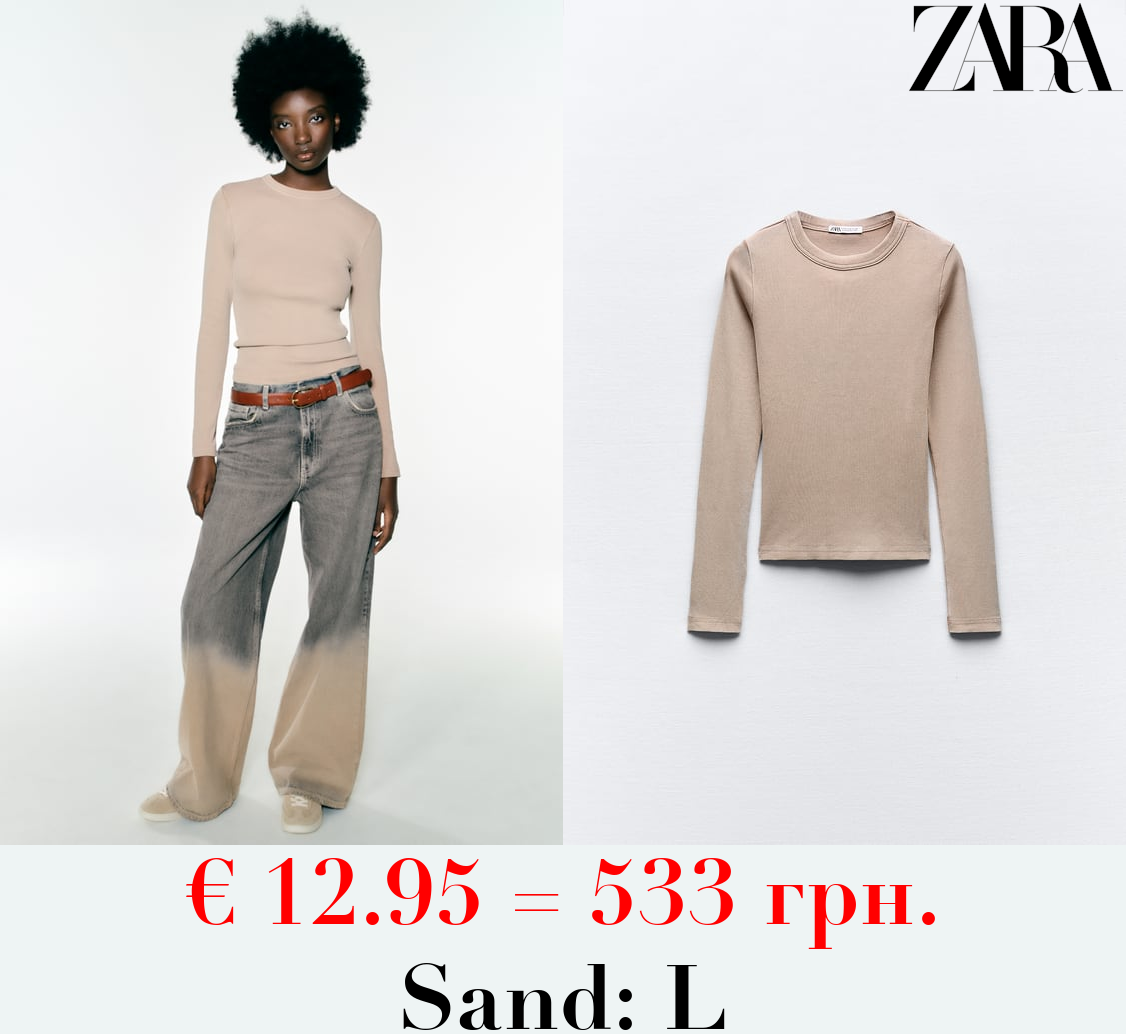 RIBBED LONG SLEEVE T-SHIRT