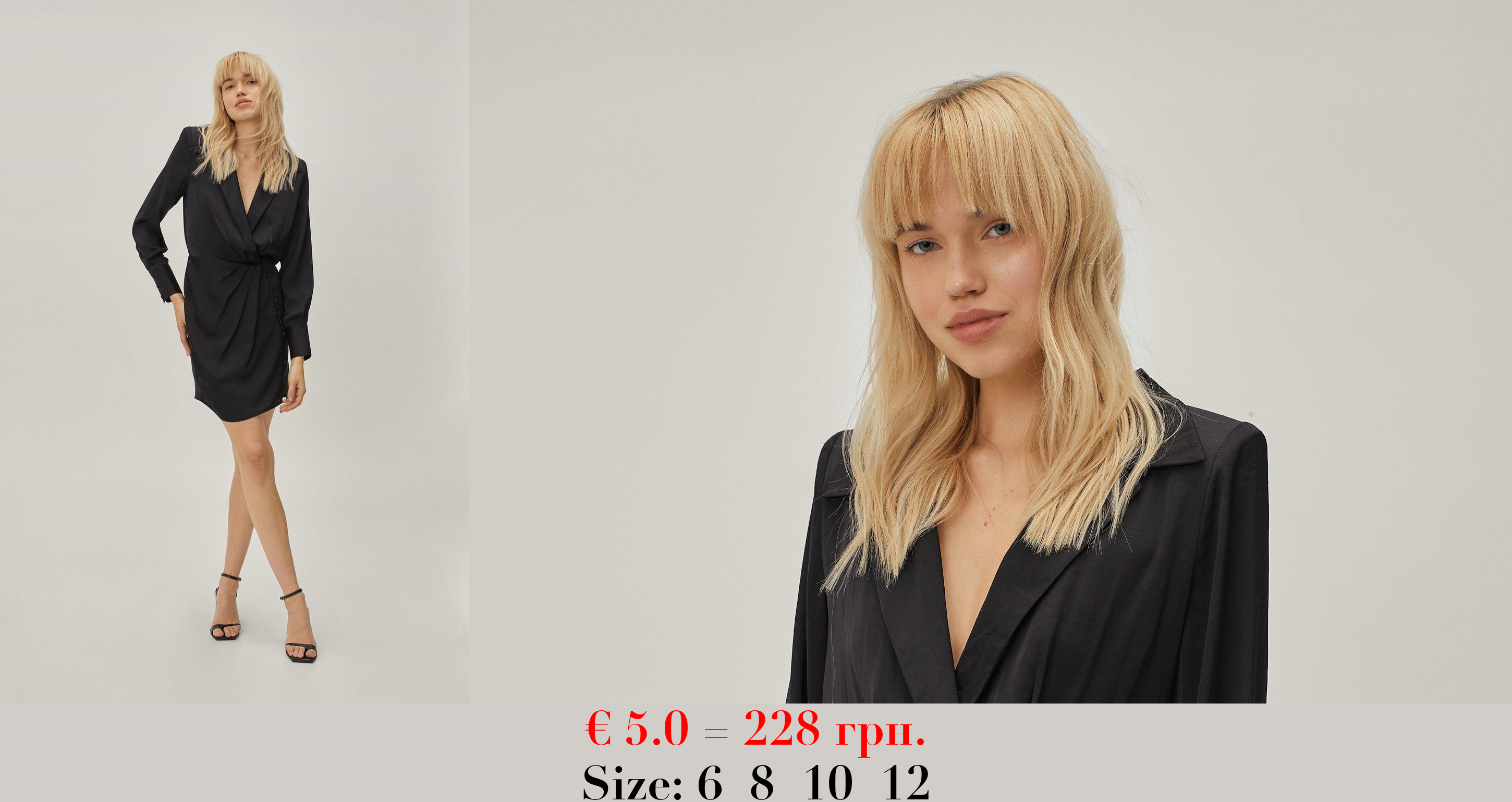 Button Front Draped Neckline Mini Shirt Dress