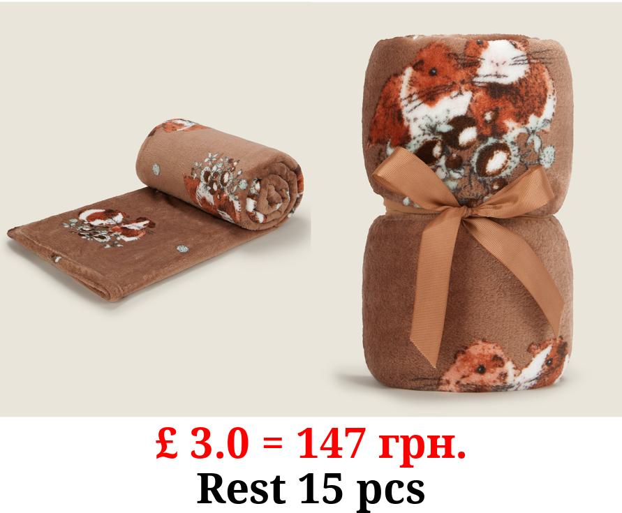 Brown Autumn Guinea Pig Super Soft Throw