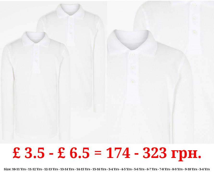 Regular Fit Long Sleeve School Polo Shirts 2 Pack