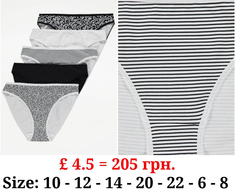 Printed High Leg Knickers 5 Pack