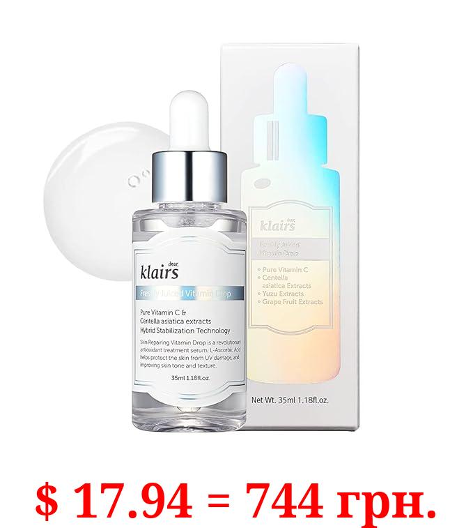 DearKlairs Freshly Juiced Vitamin Drop, 5% Hypoallergenic pure vitamin C serum, 1.18oz | ascorbic acid vitamin c serum, antioxidant serum for face, korean skincare
