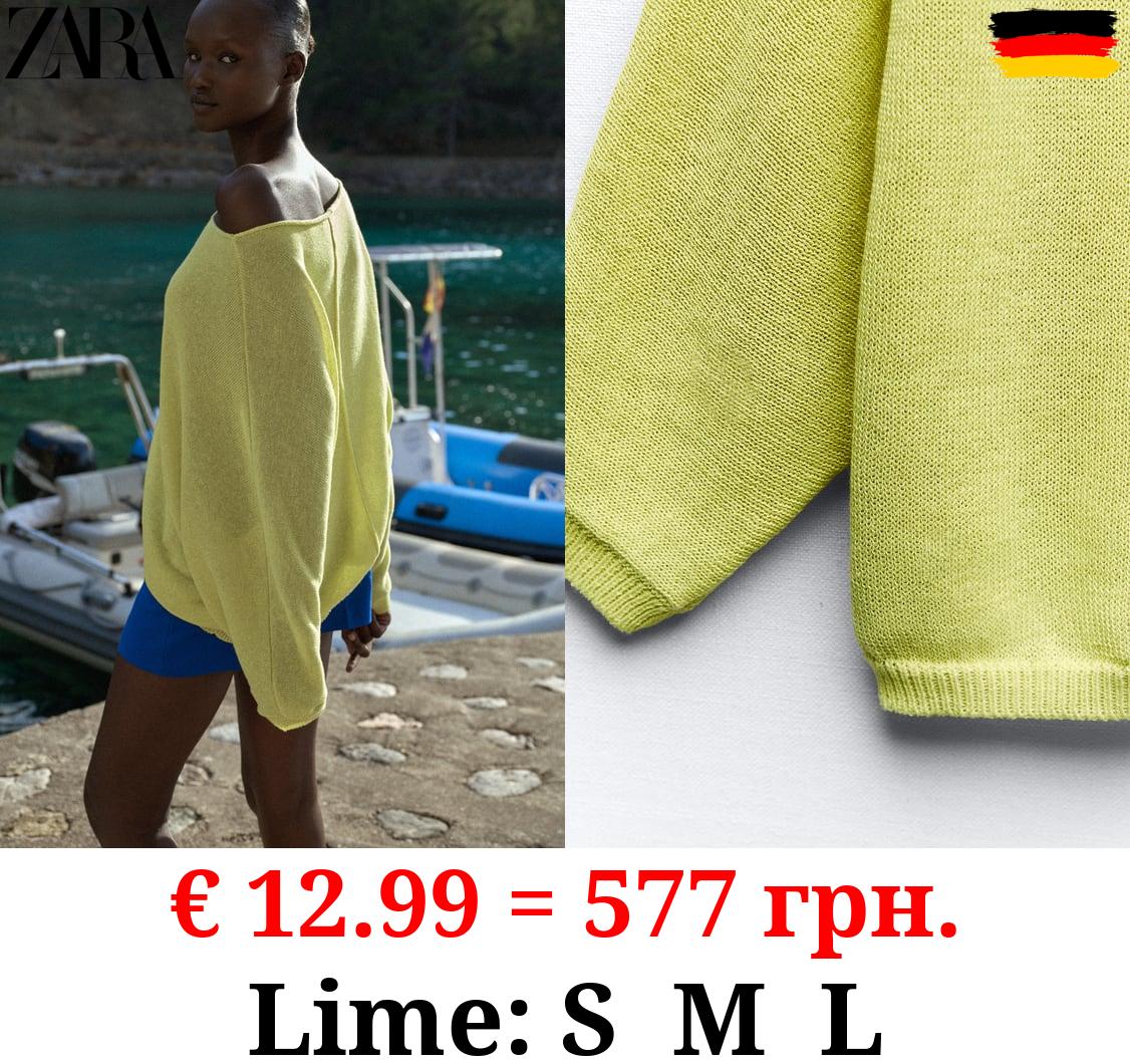 PLAIN KNIT SWEATER WITH CENTRAL SEAM