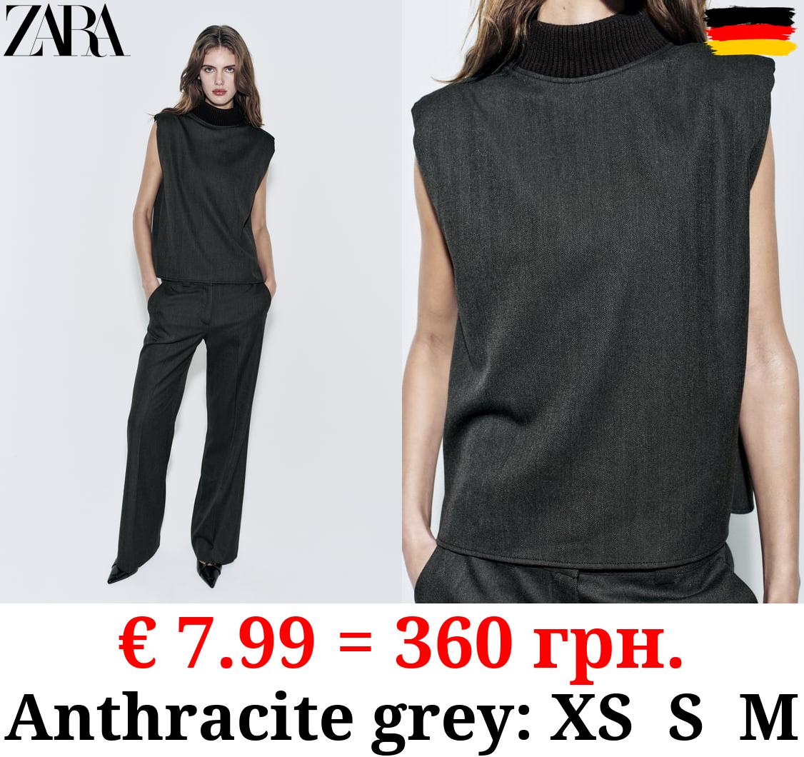ZW COLLECTION RIBBED TOP WITH PADDED SHOULDERS