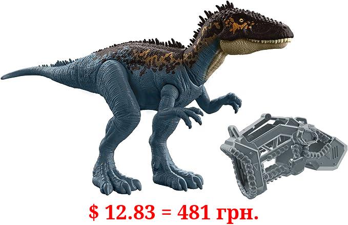 Mattel Jurassic World Mega Destroyers Carcharodontosaurus Posable Dinosaur Action Figure Toy with Attack and Breakout Features, Blue