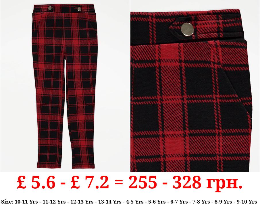 Red Checked Ponte Leggings