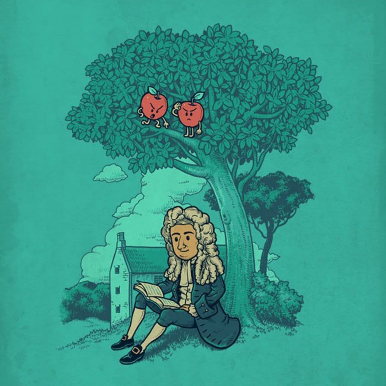 Исаак Ньютон арт с яблоком